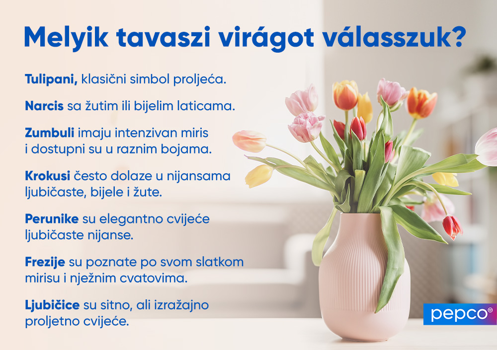 Pepco infógrafika a virágok vázájának kiválasztásáról