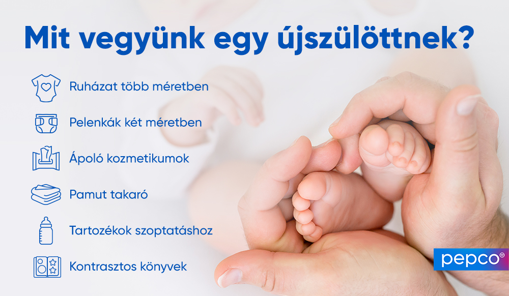 Pepco infografika "Mit vegyünk újszülöttünknek?"