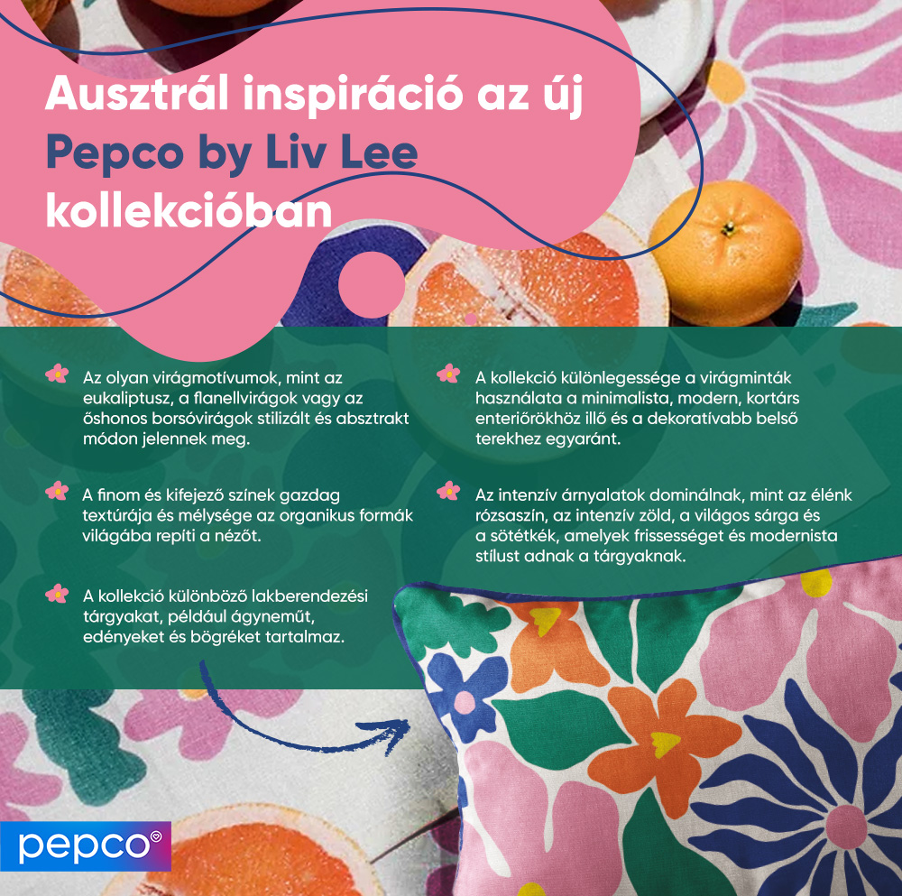 A Pepco új kollekcióját bemutató infografika, Liv Lee-vel együttműködve készült