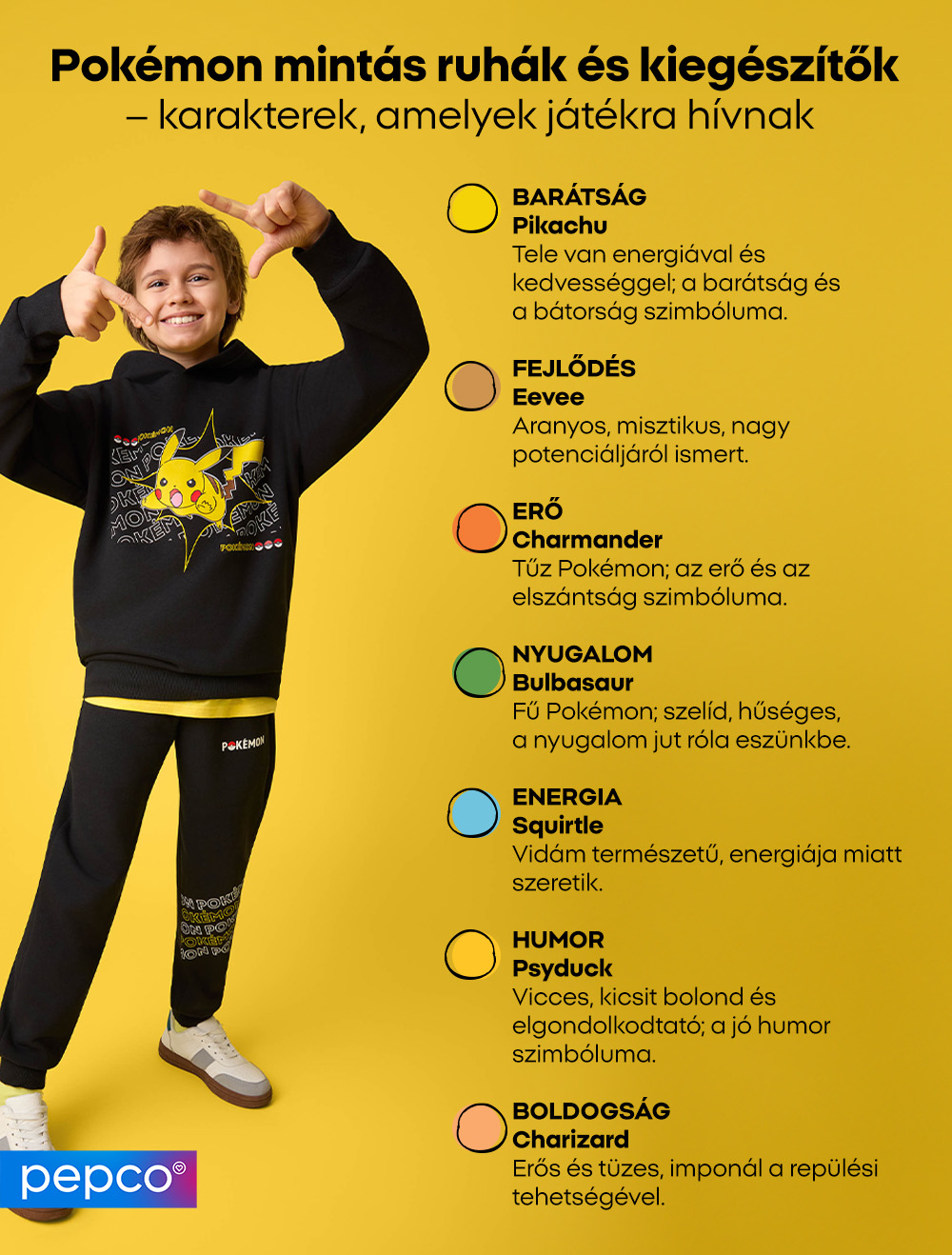 Pokémon mintás ruhák és kiegészítők - karakterek, amelyek játékra hívnak